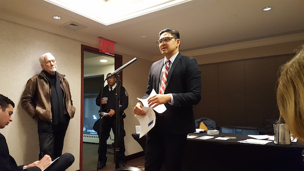 Midtown South Community Council to Curb Sidewalk Clutter 3 Edgar Yu of the Manhattan District Attorney’s office talked about their upcoming “Watch Your Stuff” campaign, designed to remind people not to leave their property unattended. Photo by Dusica Sue Malesevic.