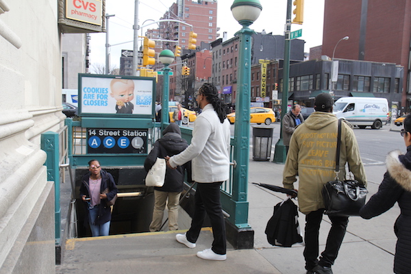 PeopleWay, Yea and Nay: Debating the Fate of 14th Street 1 Around 50,000 people ride the L train exclusively to get across town each day, according to the MTA. Photo by Dennis Lynch.