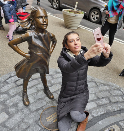 Photo by Milo Hess The statue was instant selfie-bait, of course. 
