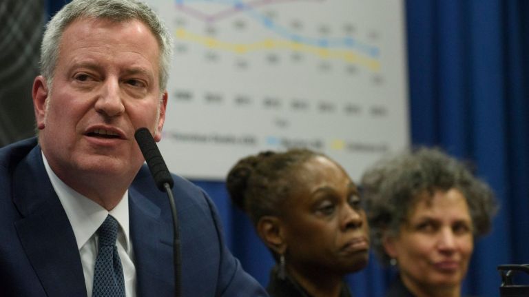 NYC outlines plan to fight opioid crisis 2 As the number of opioid deaths in New York City increases, Mayor Bill de Blasio has outlined a plan to fight back. Above, de Blasio, first lady Chirlane McCray and Department of Health and Mental Hygiene Commissioner Dr. Mary Travis Bassett, right, announce the launch of the new initiative.