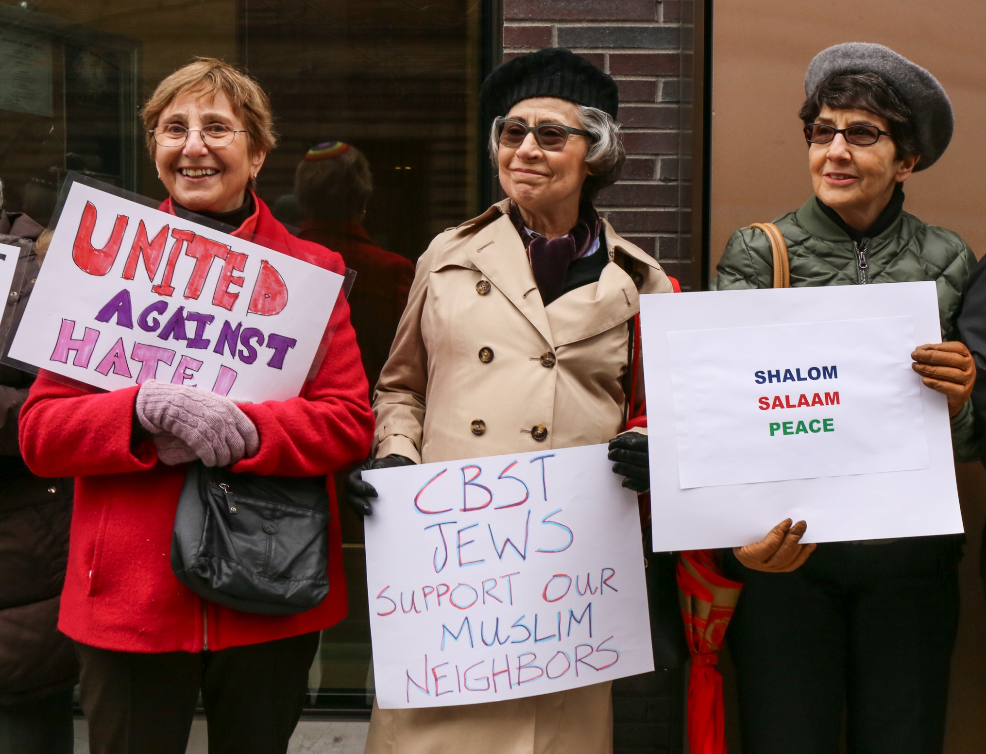 C.B.S.T. members at a recent Friday vigil in support of the N.Y.U. Islamic Center.