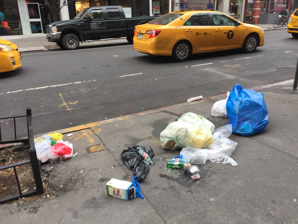 Trash talkin’ in Soho; Raising awareness is key 3 West Broadway just south of Prince St.