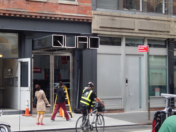 Final touches were being made to the Quad's marquee and entrance in the days before its opening. Photo by Sean Egan.