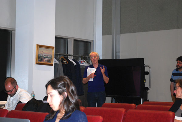Proposed Zone Has No Tolerance for Hate 2 CB4’s JD Noland reads from his letter decrying the murder of Timothy Caughman. Photo by Winnie McCroy.