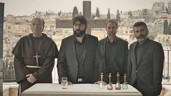 Tribeca Film Festival Reviews 4 L to R: Shmulik Calderon, Shady Srour, Tomer Russo and Byan Anteer in “Holy Air.” Photo by Daniel Miller.