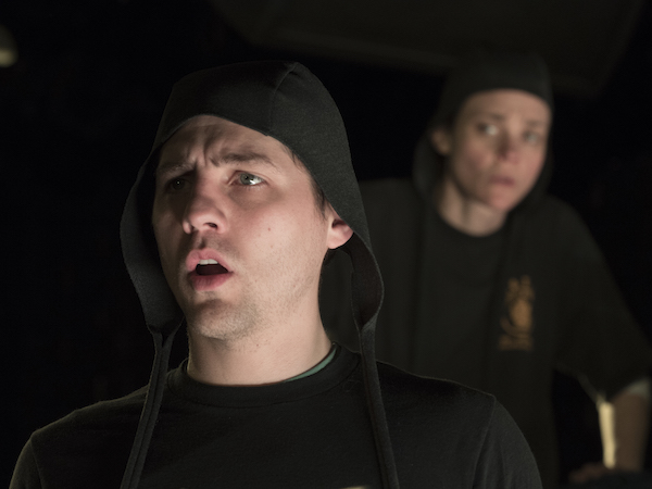 Jon McCormick (foreground) and Lynn Mancinelli in rehearsal for “Dead End.” Photo by Pavel Antonov.