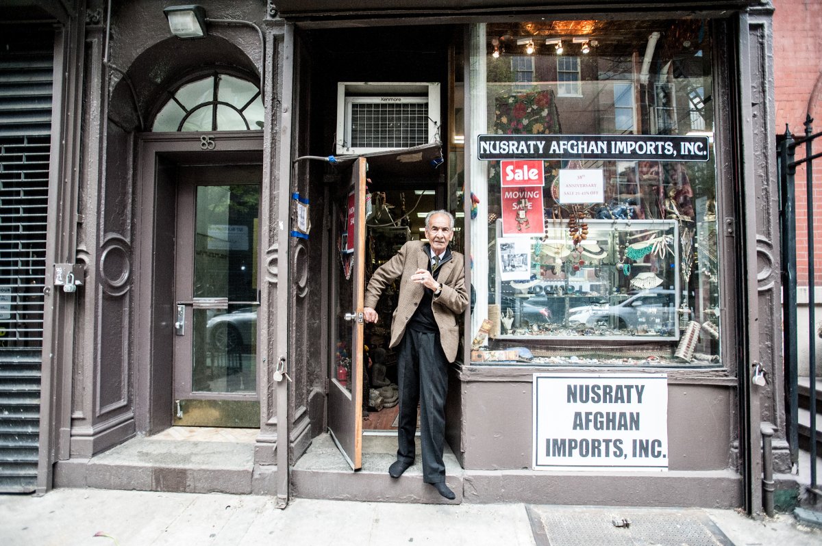 Abdul Nusraty, 77, in front of his Christopher St. Afghan imports store. Photos by Rebecca White