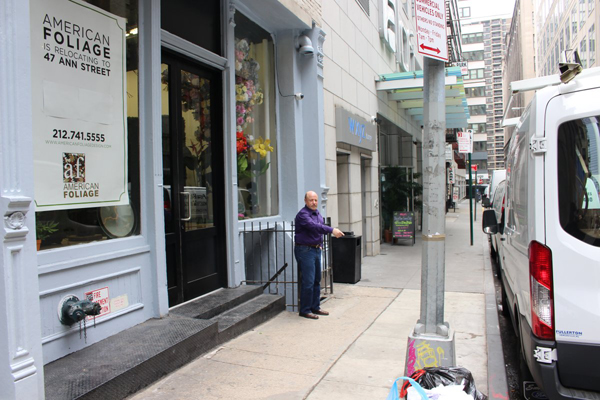 Photo by Bill Egbert Errol Murad, owner of American Foliage, says accommodating his need for a loading zone would be as simple as extending an existing zone for a nearby hotel just a couple of dozen feet to his storefront.