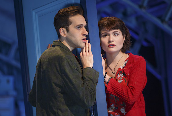 Adam Chanler-Berat and Phillipa Soo in Craig Lucas’ “Amélie,” with music by Daniel Messé, lyrics by Messé and Nathan Tysen, and directed by Pam MacKinnon. | JOAN MARCUS 