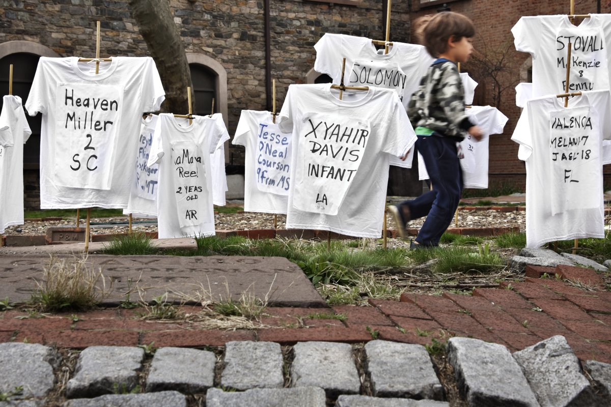 St. Mark’s ‘egg scramble’ a sweet success 7 T-shirts symbolizing young victims of gun violence in the St. Mark's churchyard.