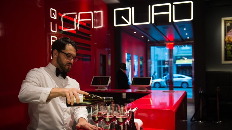 A wine bar and cafe are attached to the Village's Quad Cinema, which reopens Friday, April 12, 2017, after a major renovation.