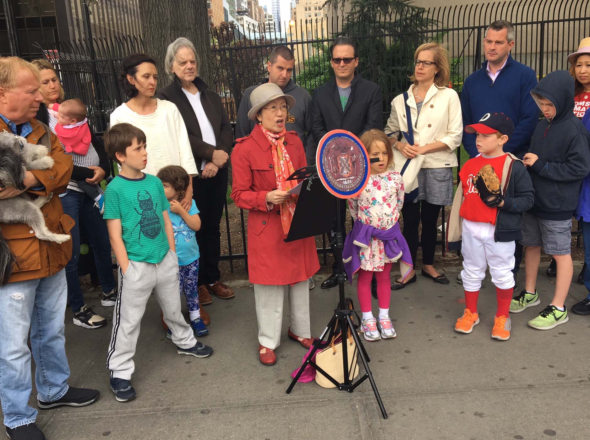 Councilwoman Margaret Chin led a rally on Sunday at The Battery calling of the city to crack down on Downtown’s ticket sellers.
