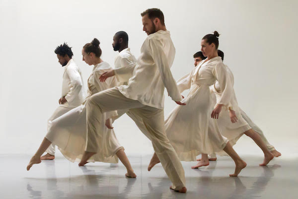 Battery Dance Company rehearsing “On Foot,” one of four world premieres at migration-themed May 10-11 performances. Photo by Claudio Rodriguez.