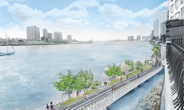 De Blasio Pledges $100MM to Close East Side Greenway Gap 1 The city plans to bridge a key gap in the East River Greenway by building an esplanade from East 53rd to 61st Streets. | NYC DEPARTMENT OF PARKS AND RECREATION