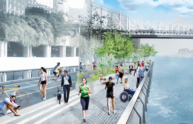 De Blasio Pledges $100MM to Close East Side Greenway Gap 2 The new esplanade will allow pedestrians and cyclists to avoid having to cut onto city streets in the East 50s. | NYC DEPARTMENT OF PARKS AND RECREATION