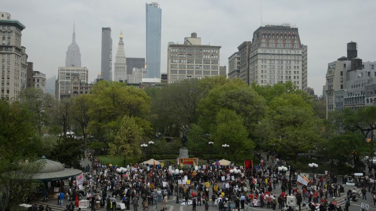 May Day protests: Photos of the 2017 NYC demonstrations 34 May Day demonstrators gather in Manhattan's Union Square Park on Monday, May 1, 2017.