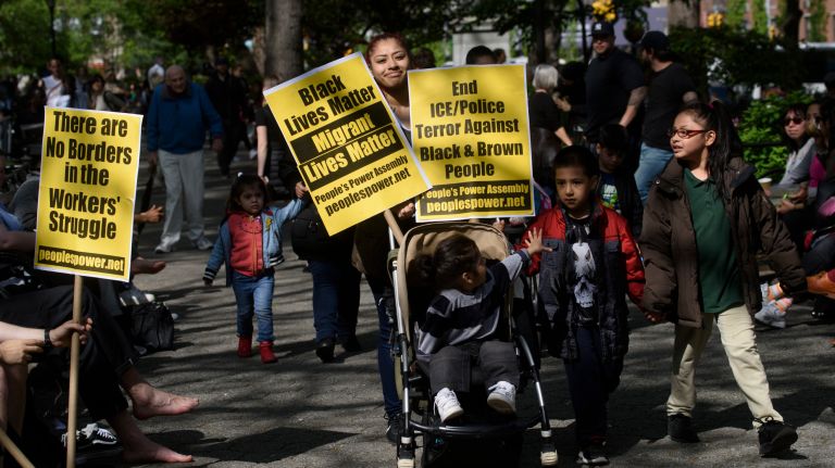 May Day protests: Photos of the 2017 NYC demonstrations 37 People gather in Union Square Park for May Day demonstrations on May 1, 2017.