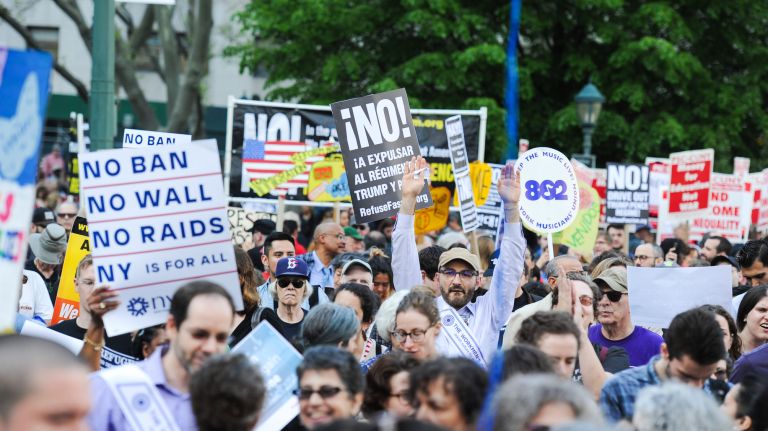 May Day protests: Photos of the 2017 NYC demonstrations 25 Demonstrators gather in Foley Square in Manhattan for a May Day event on Monday, May 1, 2017.