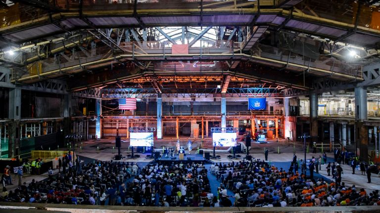 Moynihan Train Hall in Manhattan marks key construction milestone 2 That start of a major phase of construction at Moynihan Train Hall was announced by Gov. Andrew Cuomo on Thursday, Aug. 17, 2017.