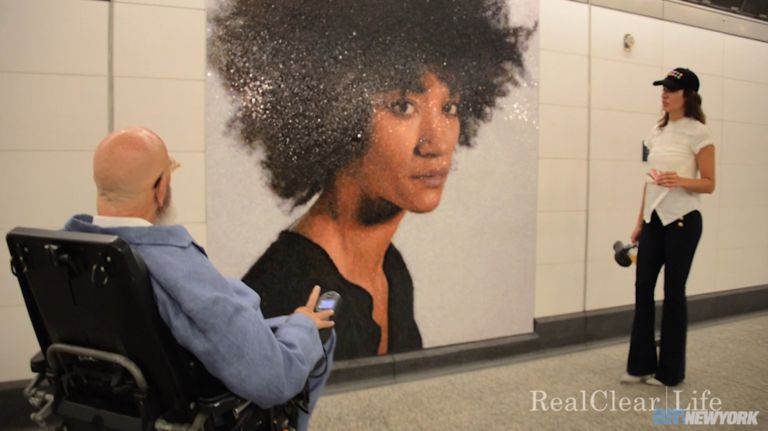 Artist Chuck Close gives tour of his Subway art