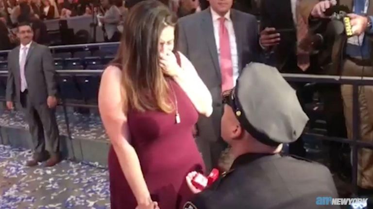 NYPD Police Academy graduate proposes to longtime girlfriend