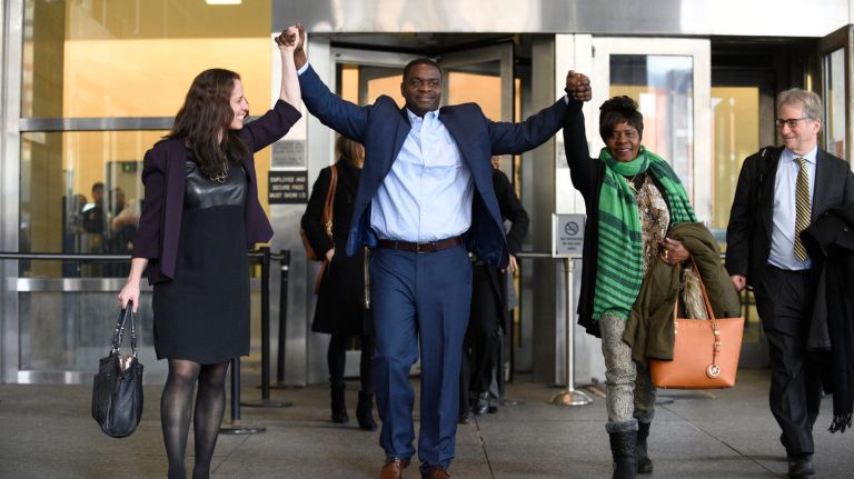 Mark Denny was released from prison on Wednesday, Dec. 20, 2017, after serving 30 years for a rape and robbery he did not commit, Brooklyn District Attorney Eric Gonzalez said.