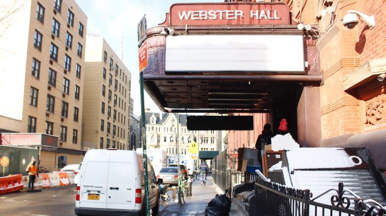 Webster Hall, seen on Dec. 14, 2017, remains shuttered for planned renovations. 