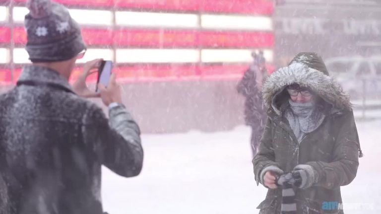 Times Square becomes an icy tundra