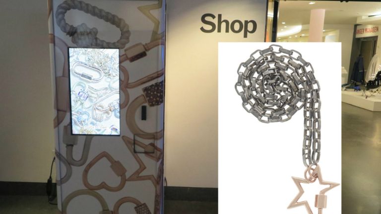 Marla Aaron's jewelry is inside this vending machine at the Brooklyn Museum.