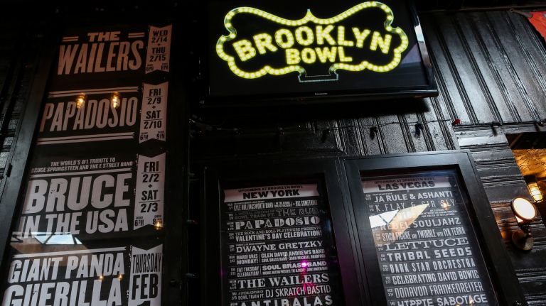 Inside Brooklyn Bowl music venue: See photos 15 Lineup posters announcing upcoming shows at both the Las Vegas and Williamsburg locations are found in the lobby area of Brooklyn Bowl.
