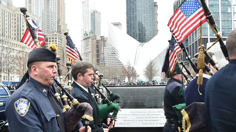 World Trade Center 1993 bombing victims honored at ceremony 25 years later 2 Bagpipers arrive at a ceremony on Feb. 26, 2018, commemorating the 25th anniversary of the 1993 World Trade Center bombing at the The National September 11 Memorial & Museum in New York.