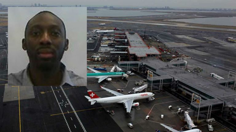 Mohamadou Lamine Mbacke escaped the custody of ICE agents at Kennedy Airport Tuesday night, officials said.