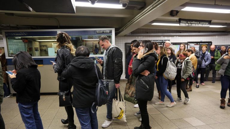 The line for David Bowie MetroCards at the Broadway-Lafayette subway station on April 18.