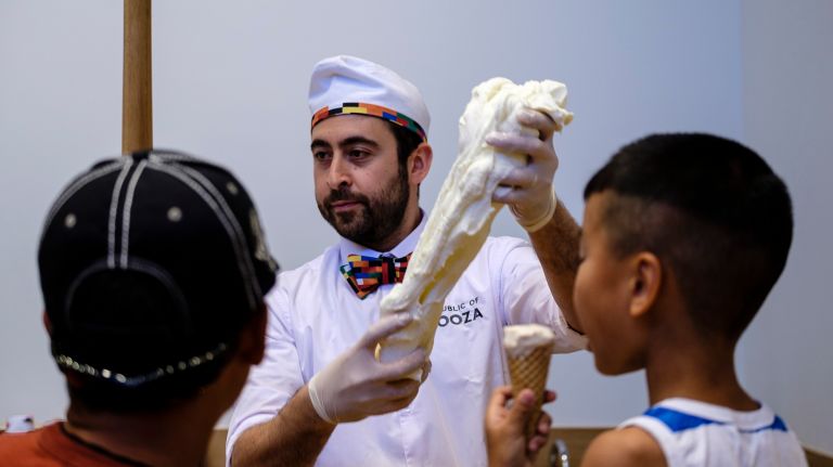 What is booza? Ice cream from the Levant emigrates to Williamsburg 4 Jilbert Elzmetr, co-owner at Republic of Booza on North Fourth Street in Williamsburg, shows how booza is made.