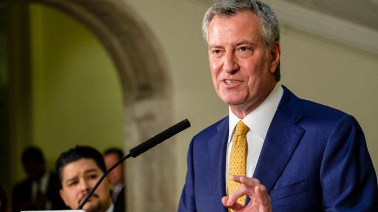 Mayor Bill de Blasio and Schools Chancellor Richard Carranza, far left, have rolled out a new plan for admissions at the city's eight elite high schools.