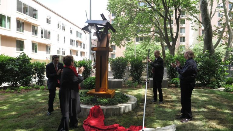 The sculpture unveiled.