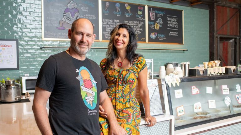 Ample Hills expands its empire with Red Hook factory 2 Ample Hills owners Brian Smith and Jackie Cuscuna in the ice cream shop inside their new factory and museum in Red Hook.