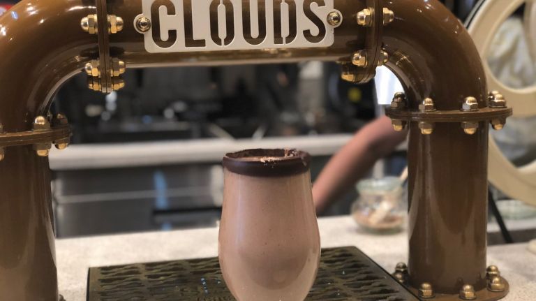At Blue Stripes, there’s no such thing as ‘too much chocolate’ 3 Clouds, aka chocolate mousse on tap, are a favorite at Blue Stripes near Union Square.