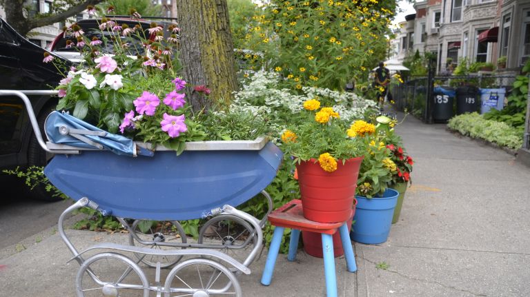 Prospect Lefferts Gardens: What to do in the rapidly changing parkside neighborhood 20 A baby carriage serves as a planter on Lefferts Avenue.