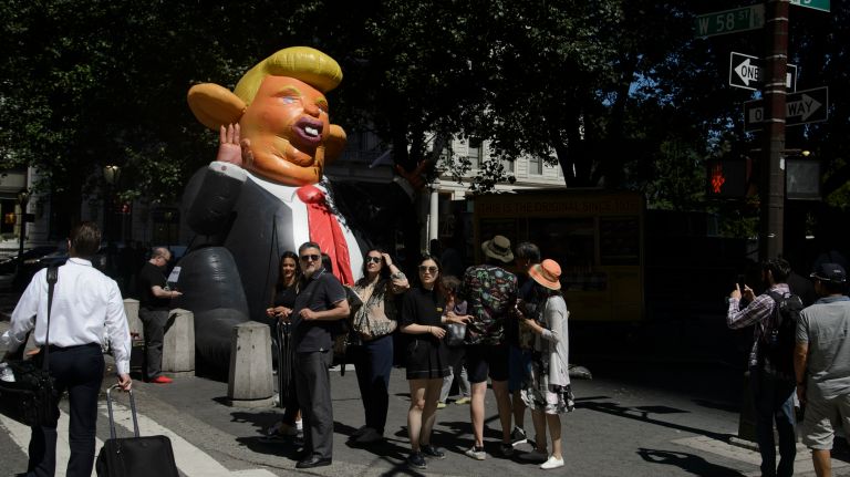 The vinyl Trump Rat was commissioned in 2017 by Chelsea gallery owner John Post Lee and created by artist Jeffrey Beebe.