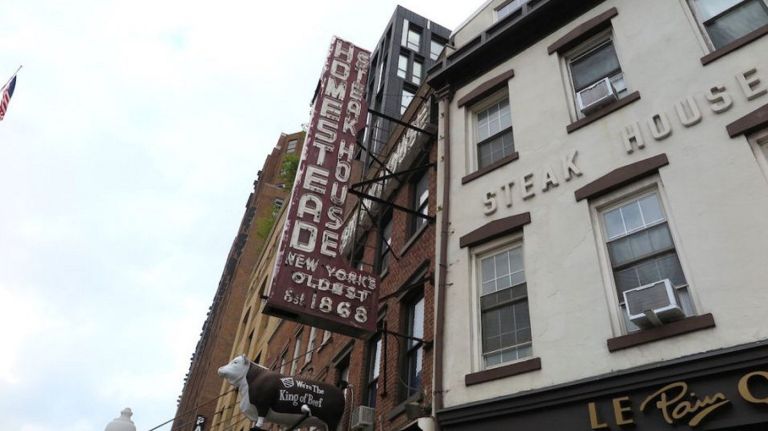 Oldest restaurants in NYC: Delmonico’s, P.J. Clarke’s, Katz’s and more 1 A life-sized cow sculpture announces the Old Homestead Steakhouse is