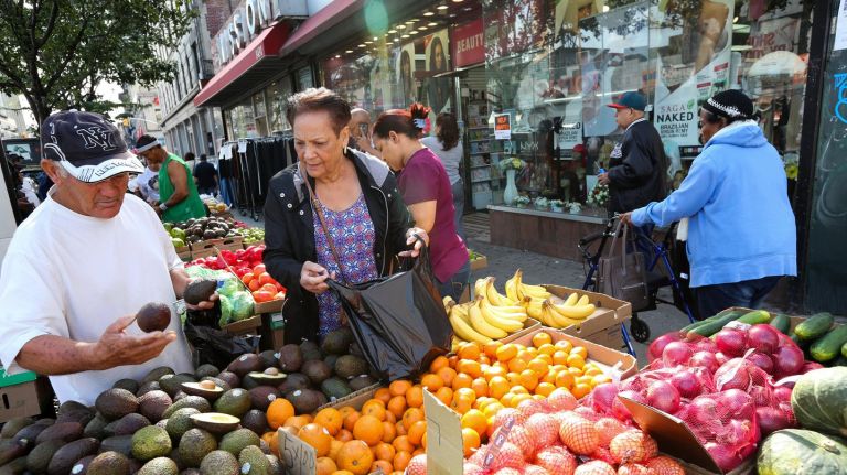 A fruit and vegetable stand at St. Nicholas Avenue and 182nd Street in Washington Heights.
