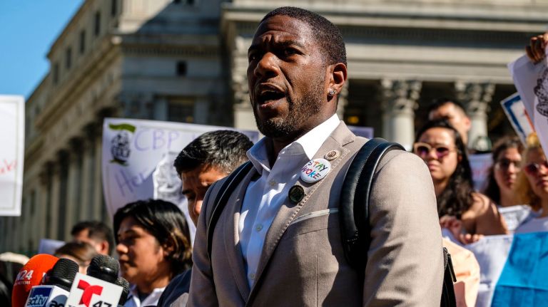 Jumaane Williams carries his backpack with him to most events.