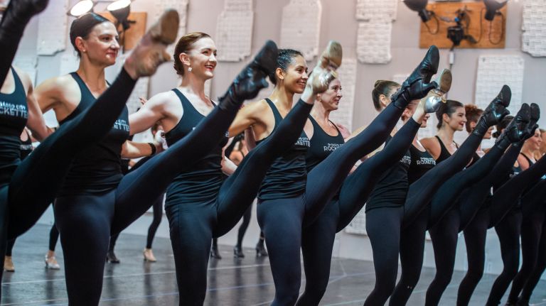 The Rockettes rehearse for the Christmas Spectacular at St. Paul the Apostle Church, 405 W. 59th St. in NYC, on Oct. 11, 2018.