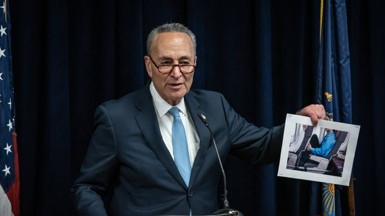 Sen. Chuck Schumer wants the federal government to do more to combat shrinking airline seat sizes.