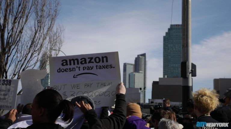 Queens rally protests Amazon HQ2 deal