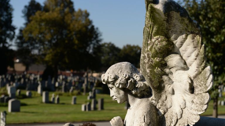 An angel is seen&nbsp;at Saint John Cemetery.