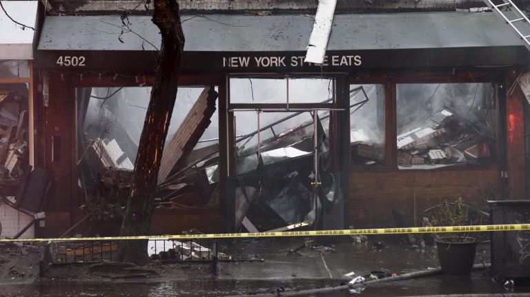 A gutted storefront on Queens Boulevard in Sunnyside, Queens, on Thursday.