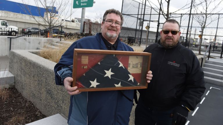 Kevin and Gary Harrigan, nephews of Sgt. Dougherty, attended Monday's opening.