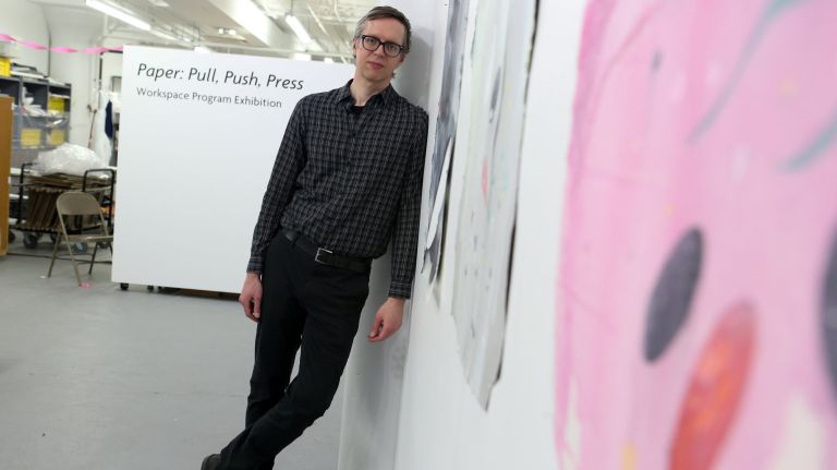 John Shorb, director of Dieu Donne, also operates out of his own studio space nearby.